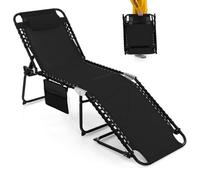 Costway Patio Folding Chaise Lounge Chair Portable Sun Lounger-Black