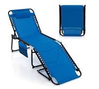 Costway Patio Folding Chaise Lounge Chair Portable Sun Lounger in Navy COSTWAY Navy