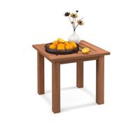 Costway Patio Hardwood Side Table Outdoor Square End Table Wooden Slatted Coffee Table