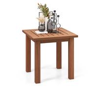Costway Patio Hardwood Side Table Outdoor Square End Table Wooden Slatted Coffee Table in Natural COSTWAY Natural