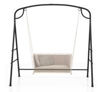 Costway Patio Metal Swing Stand Heavy-Duty A-Shaped Porch Swing Frame W/ Double Side Bar