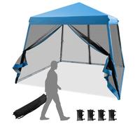 Costway Patio Outdoor Instant Pop-Up Canopy Slant Leg Mesh Tent Foldable Gazebo