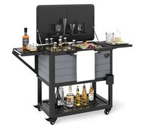 COSTWAY Patio Rolling Cooler Cart on Wheels, 91 L Large-Capacity Ice Chest Beverage Bar Cart with Storage Shelves, Bottle Opener, Portable Mobile Outdoor Ice Bucket Trolley