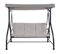 Costway Patio Swing 3-Person Convertible Canopy Swing w/Cushion Seats in Grey COSTWAY Grey