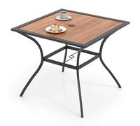 Costway Patio Table Outdoor Dining Table for 4 People with Umbrella Hole-Brown in Brown COSTWAY Brown