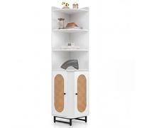 Costway Pe Rattan Corner Cabinet 172 Cm Tall Corner Bookcase With 2 Doors