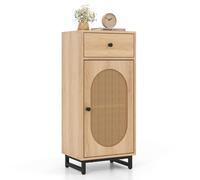 Costway PE Rattan Storage Cabinet Floor Cabinet w/ Slide Out Drawer in Natural COSTWAY Natural