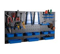Costway Pegboard Wall Organizer 9-Bin Parts Rack Organizer w/ Hammer Racks in Blue COSTWAY Blue