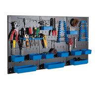 Costway Pegboard Wall Organizer 9-Bin Parts Rack Organizer w/ Hammer Racks in Blue COSTWAY Blue