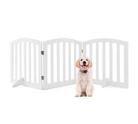 COSTWAY Pet Gate, 3/4 Panel Freestanding Folding Dog Barrier, 61cm Step Over Safety Fence for Doorway, Stairs (185 x 61cm, White)