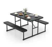 Costway Picnic Table Bench Set Camping Dining Table For 2-4 People-Black