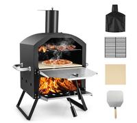 Costway Pizza Oven Outdoor Portable Wood Pellets Fired Bbq With Grill & Pizza Stone