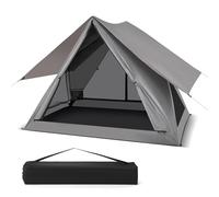 COSTWAY Pop-up Camping Tent, Portable Dome Tent with Carry Bag and Rainfly, Waterproof & Windproof 4-Season Sun Shelter for Backpacking Hiking (Grey, 4 Sided Tent)