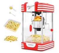 COSTWAY Popcorn Maker, 300W Hot Air Popcorn Machine with Stainless Steel Kettle, Light, Crank Handle, One Touch Control, Kernel Scoop, Oil Spoon & Serving Tray, Popcorn Popper for Movie Nights Parties