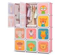 Costway Port Kids Wardrobe 12-Cube Baby Closet Dresser Storage Organizer in Pink COSTWAY Pink