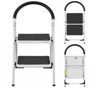 Costway Portable 2 Step Household Ladder Folding Step Stool w/ Anti-Slip Platform 150 kg in Black COSTWAY Black