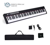 Costway Portable 88 Keys Digital Piano Electronic Keyboard with Full-Size Weighted Keys in Black COSTWAY Black