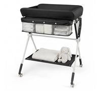 Costway Portable Baby Changing Table Foldable Infant Nursery Station With Wheels-Black