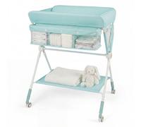 Costway Portable Baby Changing Table Foldable Infant Nursery Station With Wheels-Green
