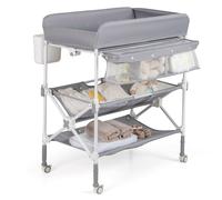 Costway Portable Baby Changing Table Height Adjustable w/ Wheels-Grey in Grey COSTWAY Grey