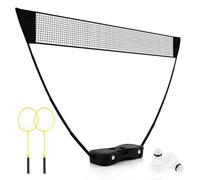 Costway Portable Badminton Net Set W/ Storage Base & 2 Badminton Rackets Black