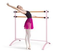 COSTWAY Portable Ballet Barre, Height Adjustable Double Dancing Barre with Non-slip Feet, Freestanding Stretch Bar for Adult and Kids