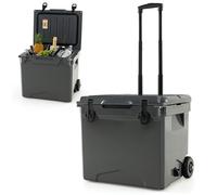 Costway Portable Hard Rotomolded Cooler Camping Wheeled 40 L Ice Chest w/ Handle in Grey COSTWAY Grey