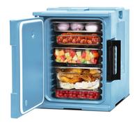 Costway Portable Insulated Food Pan Carrier End-Loading Food Warmer 6 Full-size Pans in Blue COSTWAY Blue