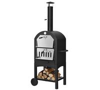Costway Portable Outdoor Pizza Oven Patio Pizza Grill Wood-fired Pizza Maker in Black COSTWAY Black
