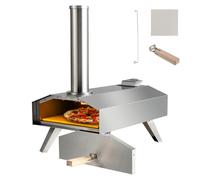 Costway Portable Outdoor Pizza Oven Wood Pellet Fired Stainless Steel Pizza Maker Picnic in Silver COSTWAY Silver