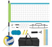 COSTWAY Portable Outdoor Volleyball Net Set, Heavy-Duty Volleyball Net System with Height Adjustable Poles, Scoreboards, Pump, Hammer, Boundary Line and Carry Bag for Backyard Beach Grass