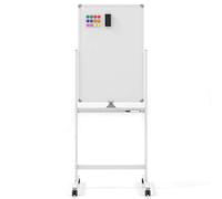 Costway Portable Rolling White Board Reversible Dry Erase Board w/ Black Markers COSTWAY White
