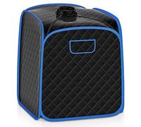 COSTWAY Portable Steam Sauna, 3L Sauna Tent Folding Personal Spa Steam Pot with Chair, 9-Level Adjustable Temperature, Timer and Remote Control, Home Sauna Cabin Bath Box for Therapy Slimming (Black)