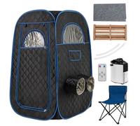 Costway Portable Steam Sauna Tent 1 Or 2 People Sauna Tent Foldable Chair-Black