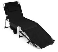 Costway Portable Sunbathing Chair with 4-Level Backrest in Black COSTWAY Black