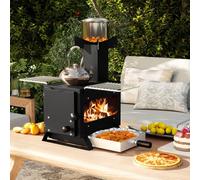 Costway Portable Wood Burning Stove Mini Heater Burner W/ Pot Rack Black
