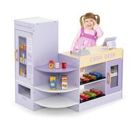 Costway Pretend Grocery Store Wooden Supermarket Playset 13pcs accessories in Purple COSTWAY Purple