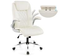Costway Pu Leather Office Chair Height Adjustable Executive Chair-Beige