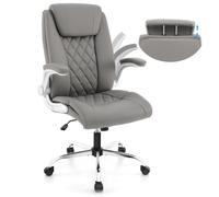 Costway PU Leather Office Chair Height Adjustable Executive Chair in Grey COSTWAY Grey