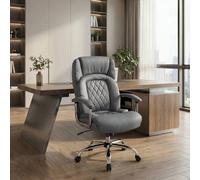 Costway PU Leather Office Chair Padded Modern Executive Chair Computer Desk in Grey COSTWAY Grey