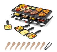 Costway Raclette Grill 2-In-1 Table Grill & Griddle With Reversible Nonstick Plate 8 Cheese Pans