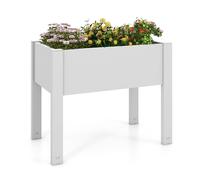 Costway Raised Bed Grow Box 53L Self-Watering Planter Box Stand w/ Water Level Monitor in White COSTWAY White