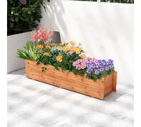 Costway Raised Garden Bed Fir Wood Planter Box W/2 Drainage Holes Elevated Patio Planter