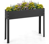 COSTWAY Raised Garden Bed, Metal Elevated Planter Box with Drainage Hole and Legs, Vegetables Flowers Herbs Plant Container for Yard Balcony Patio (Black, 102 x 27 x 80cm)