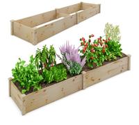 COSTWAY Raised Garden Bed with Trellis, Wooden Planter Box Kit for Climbing Vines Flower Herb Vegetable Fruit, Indoor Outdoor Backyard Plant Growing Box Container (without Trellis, 235 x 63 x 102cm)