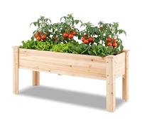 COSTWAY Raised Garden Bed, Wooden Elevated Planter Box with Legs and Drainage Holes, Outdoor Rectangular Grow Box Container for Climbing Plants Vines Fruit (119 x 42 x 51cm)