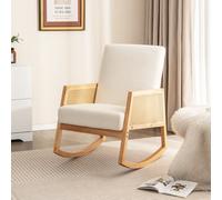 Costway Rattan Rocking Chair Upholstered Glider Accent Chair With Cushion