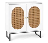 Costway Rattan Storage Cabinet 2 Door Buffet Sideboard w/Adjustable Shelf-White in White COSTWAY White