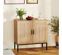 Costway Rattan Storage Cabinet 2-Door Buffet Sideboard With Adjustable Shelf For Kitchen