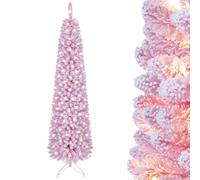 Costway Realistic Fir Tree 140 Warm White Led Lights 8 Modes 392 Branch Tips & Folding Metal Stand